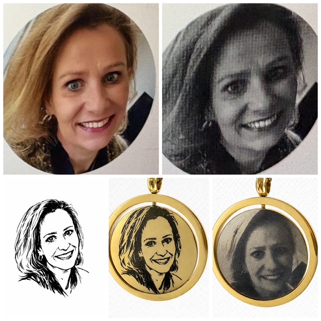 Ketting met foto voor en na gravure